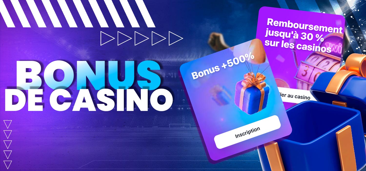 Tous les bonus possibles du casino 1win.