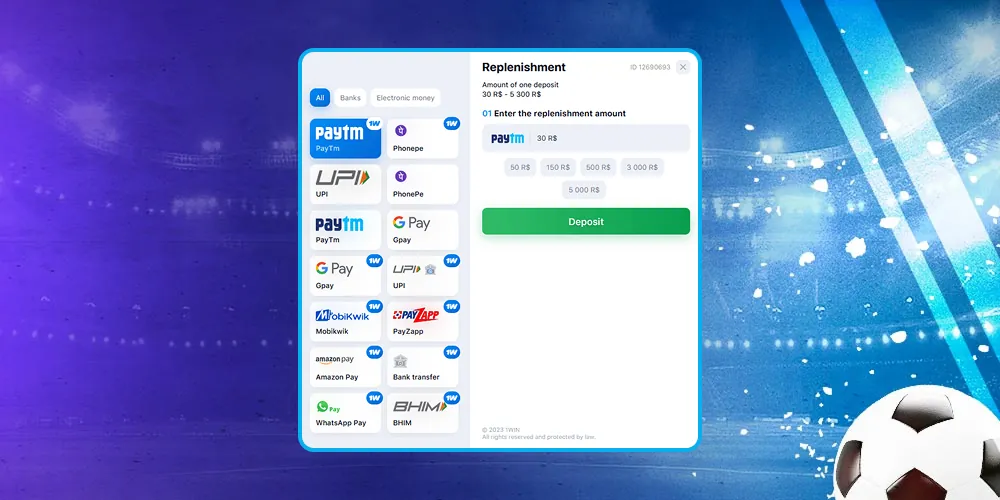 Make a deposit for casino betting.