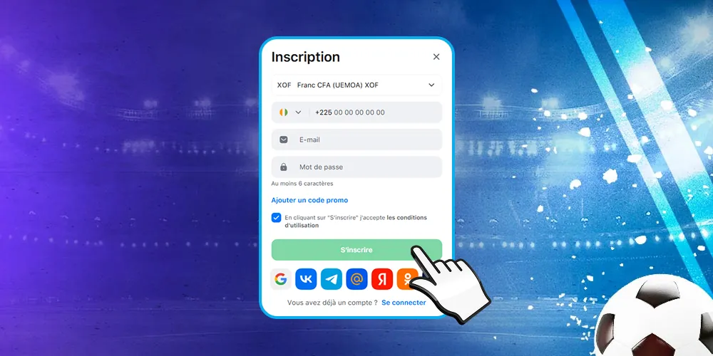 Inscriptions sur la plateforme de jeux du casino.